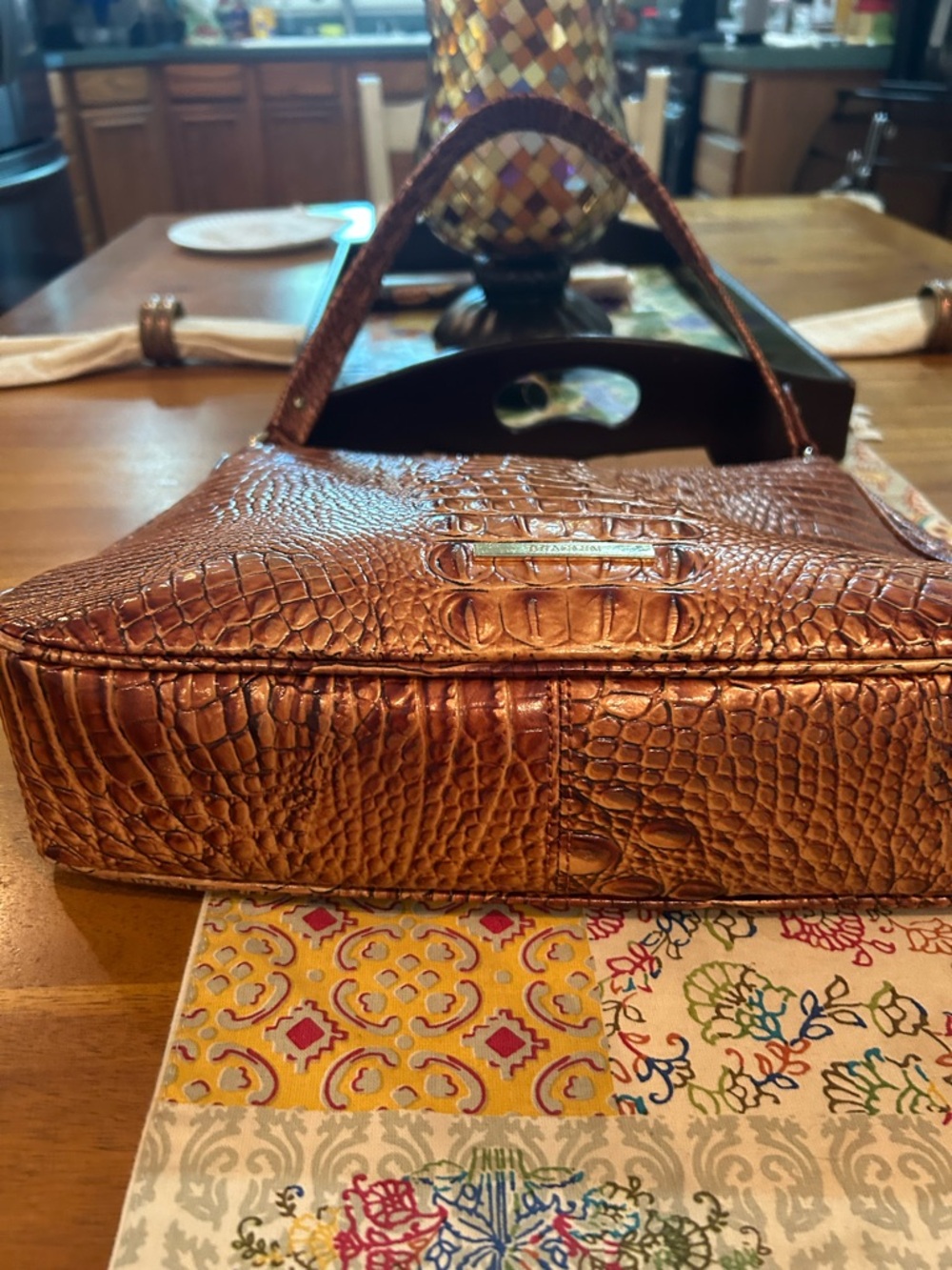 Brahmin Cognac Croc-Embossed Shoulder Bag - Picture 4 of 6